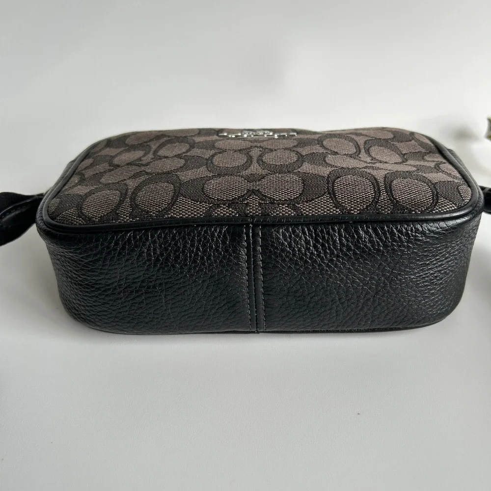 Coach Jamie Camera Bag Charcoal Black Signature Leather Crossbody Excellent